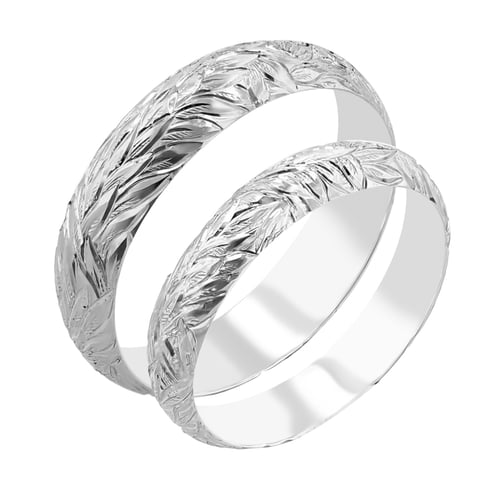 Eheringe mit von Hand gravierten Blättern Mylie