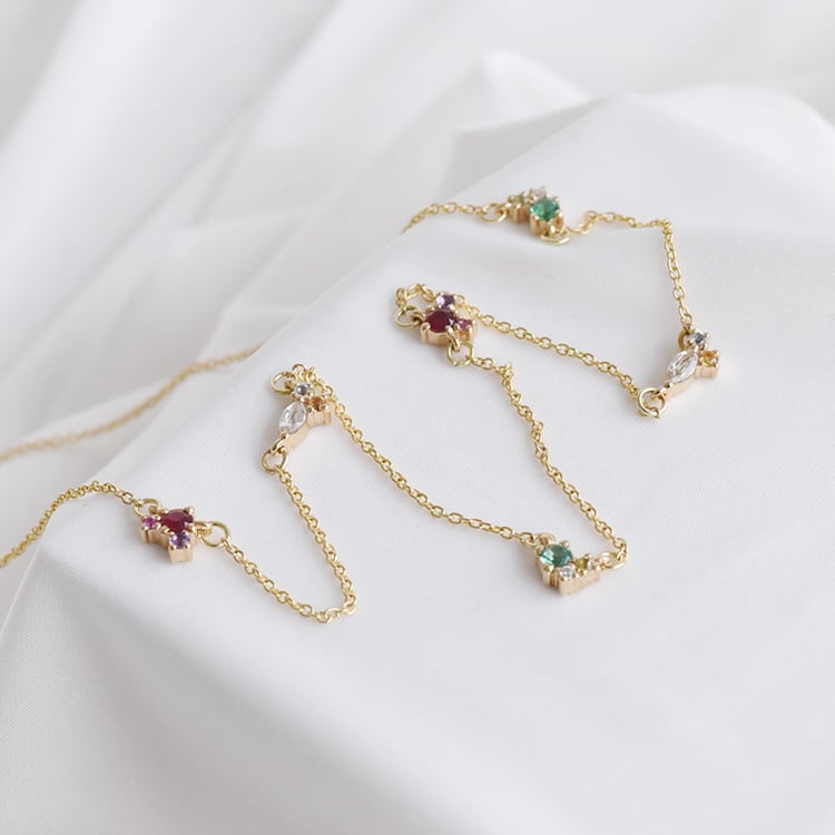 Cluster Kette mit farbigen Edelsteinen Ditte 91320