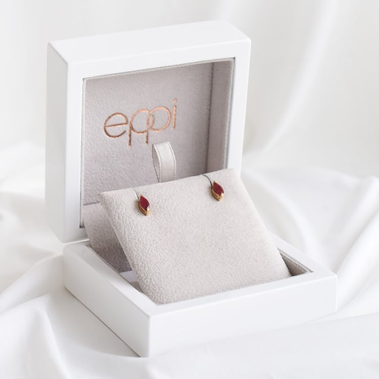 Minimalistische Silberohrringe mit Rubinen Andine 92095