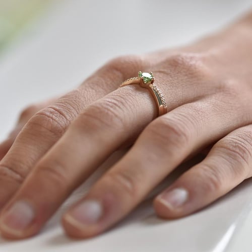 Goldring mit Tsavorit und Diamanten Sewyn