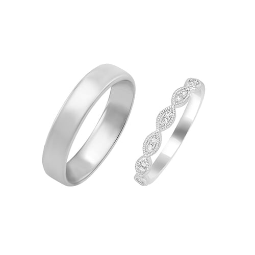 Diamant Vintage Trauring und Court Ring Talita