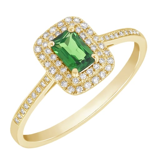 Goldring mit Tsavorit und Diamanten Kanie