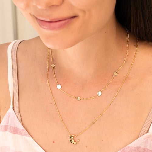 Silberne Halskette in Form einer Mondsichel mit einem Diamanten Kleiner Prinz