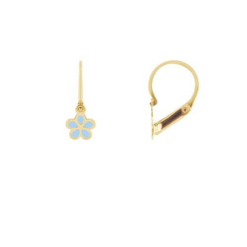 Goldene Kinderohrringe mit blauen Blumen Katey
