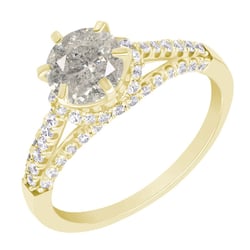 Verlobungsring im Halo-Stil mit einem Salt and Pepper Diamanten Heshmy