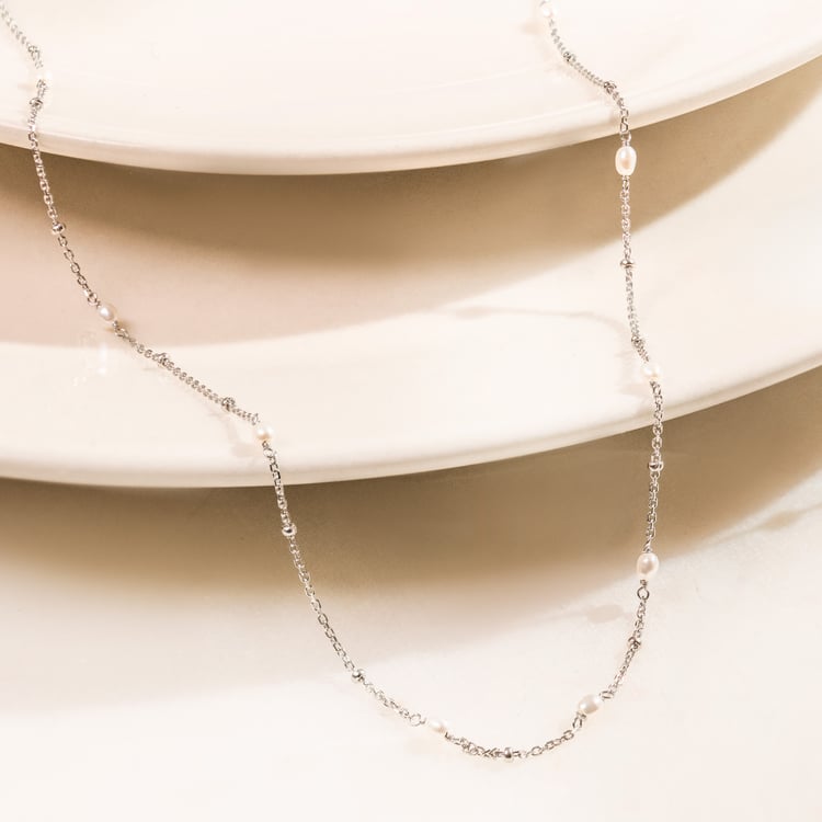 Silberne Halskette mit Perlen Landia 164622