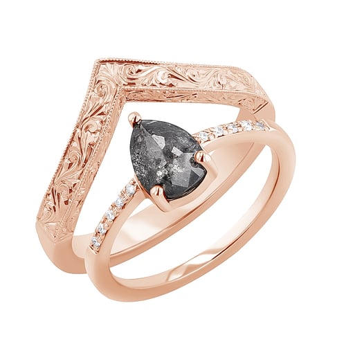 Set aus Ringen mit Salt and Pepper Diamanten und Lab Grown Diamanten Padma