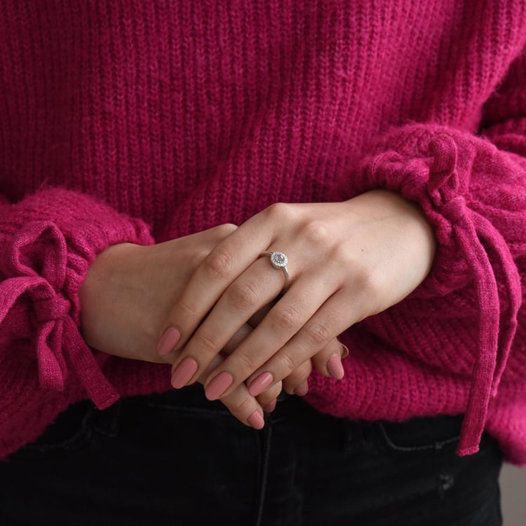 Goldener Verlobungsring mit salt and pepper Diamant Tafne 73725