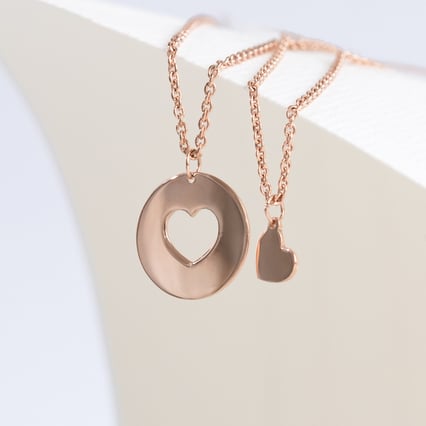 Silbernes Set mit zwei Anhänger in Herzform Elly