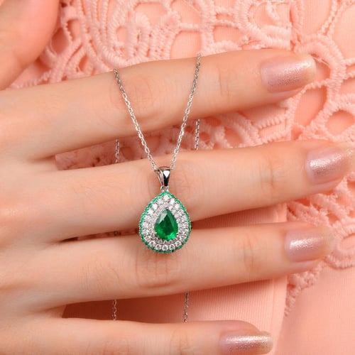 Set aus Smaragdschmuck mit Diamanten Teal