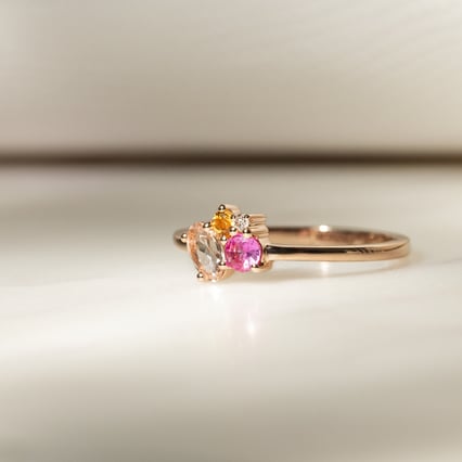 Cluster-Ring mit Morganit, Saphir, Citrin und Diamant Bluma