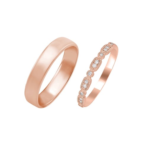 Wunderschöne Trauringe mit Vintage Ring und Court Ring Liam