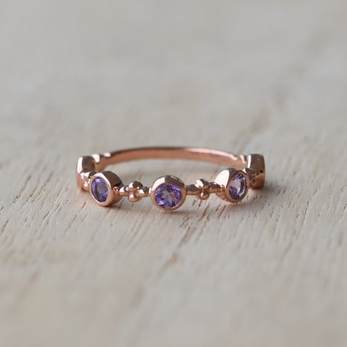 Vergoldeter Silberring mit Amethysten Joslyn