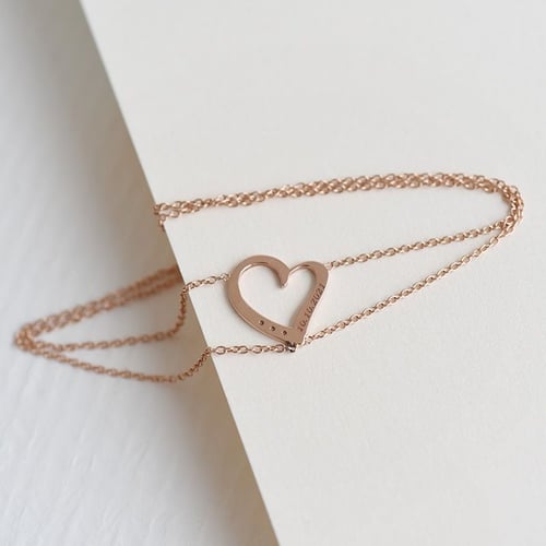 Doppeltes Armband mit Herz und Diamanten Nikki