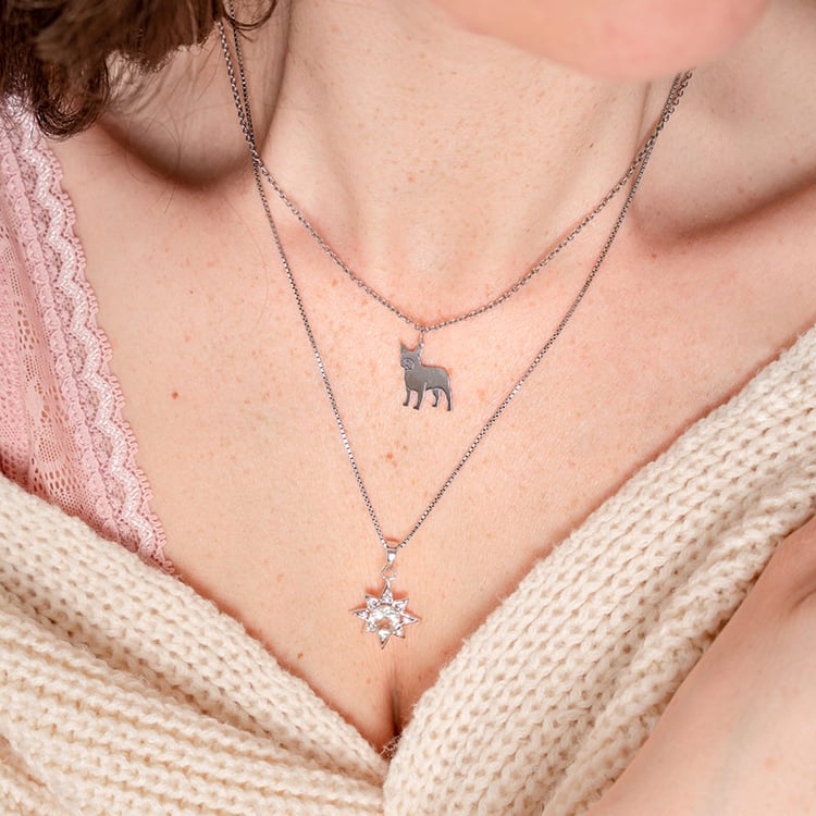 Silberner Anhänger in Form eines Hundes mit Gravur French Bulldog 118310