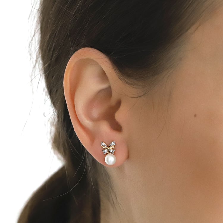 Perlenschmuck Set mit Schleife und Lab Grown Diamanten Cherlys 151886