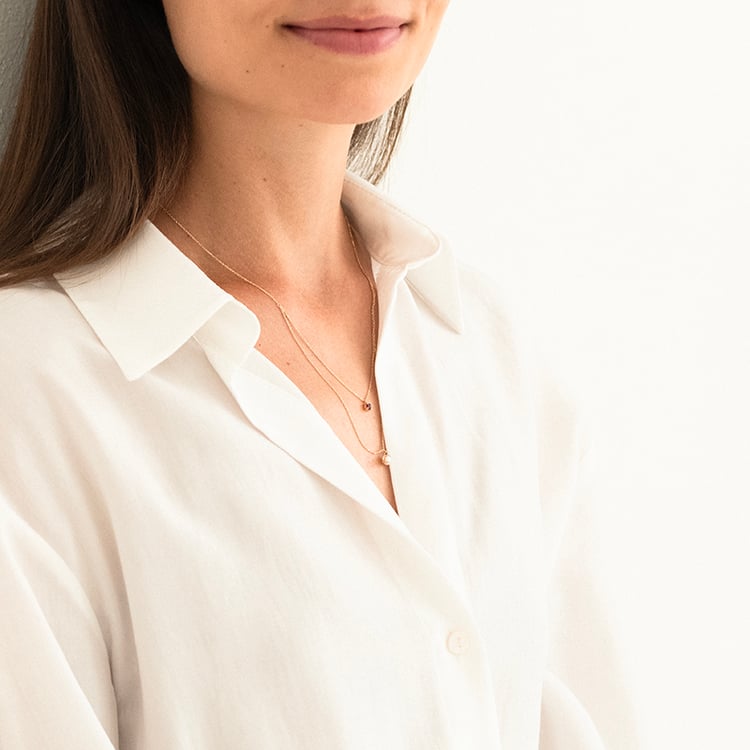 Goldene Kette mit Perle und Rubin Auburn 143207