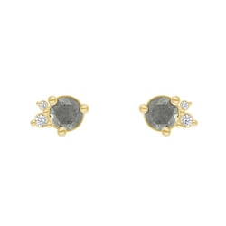 Goldene Cluster-Ohrringe mit Salt and Pepper Diamant Meave