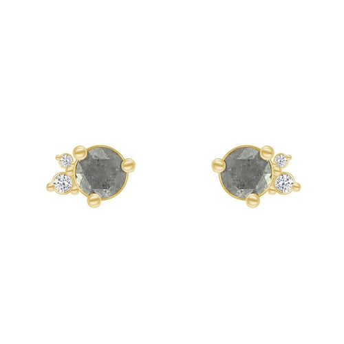 Goldene Cluster-Ohrringe mit Salt and Pepper Diamant Meave