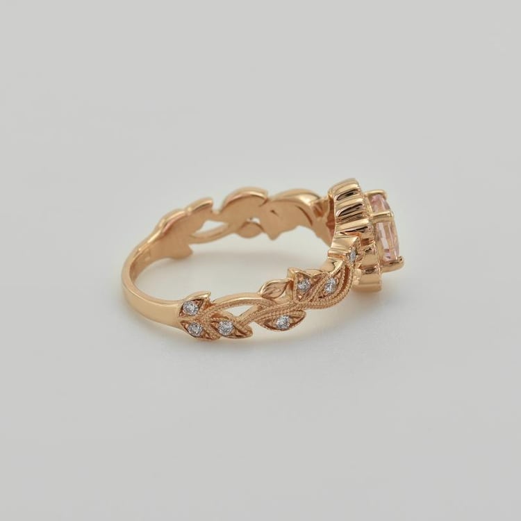 Verlobungsring im Vintage-Stil mit Morganit und Diamanten Jyspie 32996