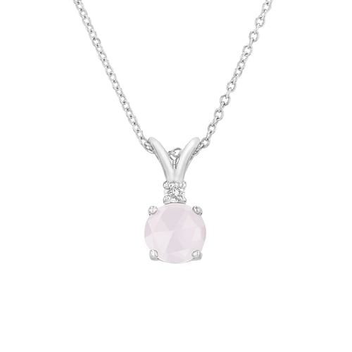 Goldener Anhänger mit Rosenquarz und Diamant Timotei