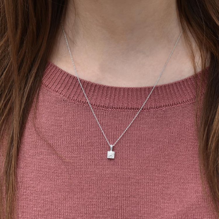 Quadratischer Anhänger voller Diamanten Quilla 42468