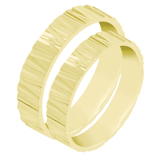 Goldene Eheringe mit Relief Zottel