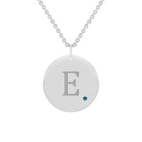 Anhänger aus Platin mit blauem Diamanten und graviertem Buchstaben Sager