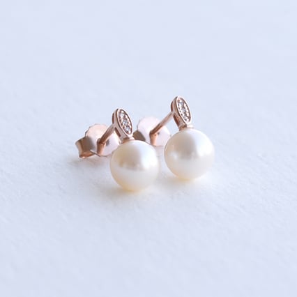 Perlenohrringen in Silber mit Diamanten Holis