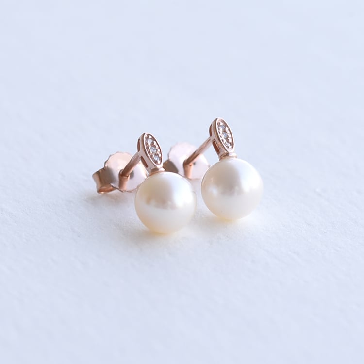 Perlenohrringen in Silber mit Diamanten Holis 73852