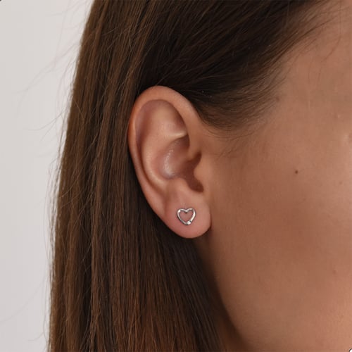 Goldene Ohrringe in Herzform mit Diamanten Stella
