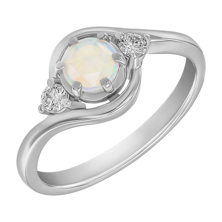 Goldener Verlobungsring mit Opal und Diamanten Eleie