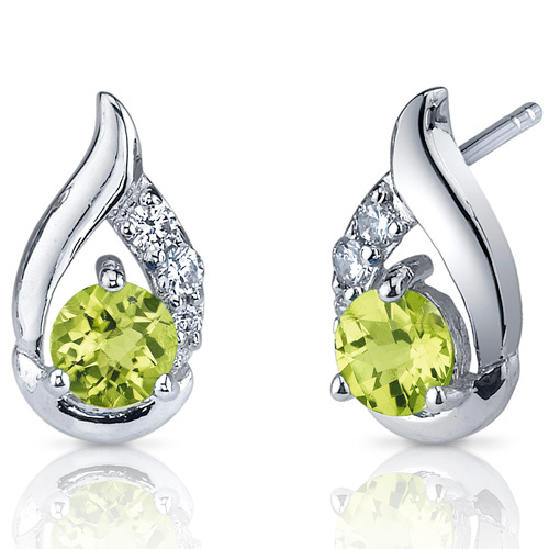 Silberne Ohrringe mit Olivinen und Zirkonia Edily