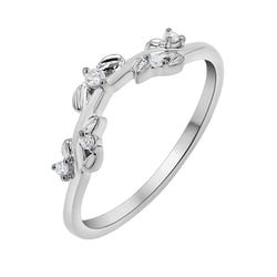 Ring in V-Form mit Blättern und Diamanten Aiden