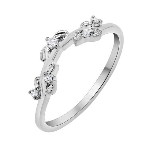 Ring in V-Form mit Blättern und Diamanten Aiden