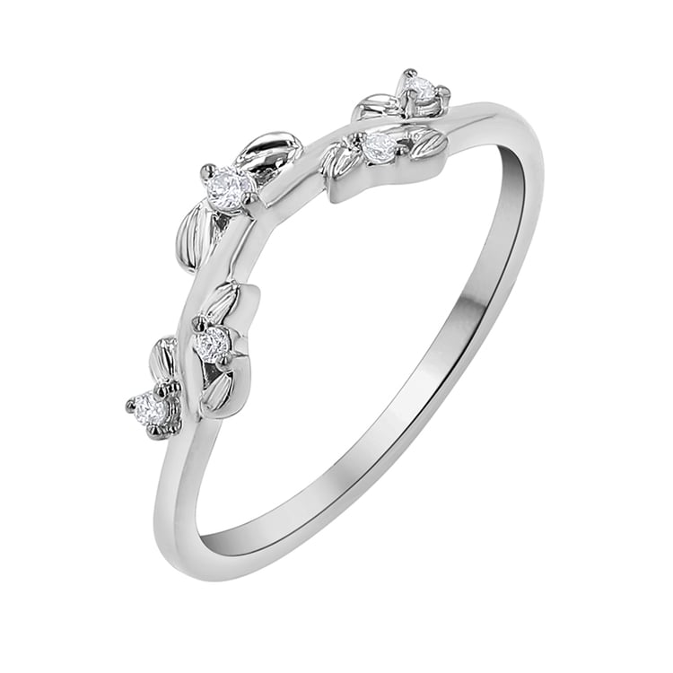 Ring in V-Form mit Blättern und Diamanten Aiden 141955