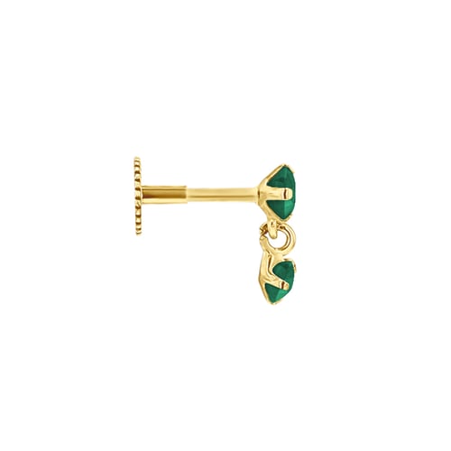 Goldener Piercingstecker mit Smaragden Dyre