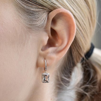 Bezaubernde Goldohrhänger mit Morganit und Diamanten Bibi