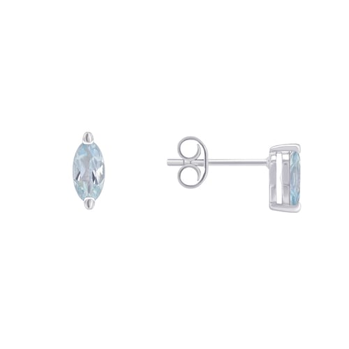 Minimalistische Ohrstecker aus Silber mit Aquamarin Andine