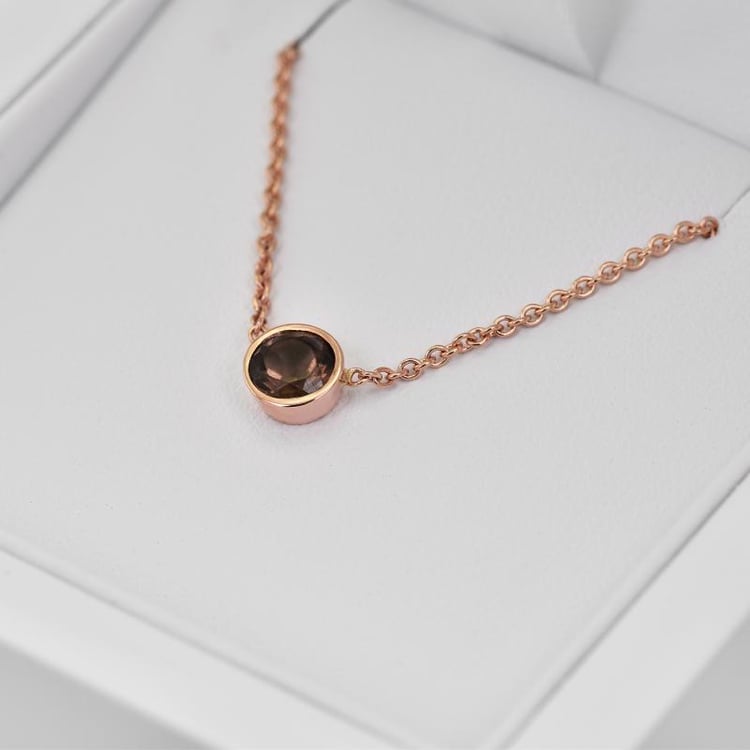 Goldene Halskette mit Rauchquartz 22109