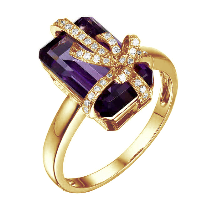 Goldring mit Amethyst mit Diamantschleife Edreen 87241