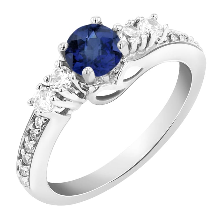 Silberner Ring mit blauem Saphir und Zirkonia Tereza