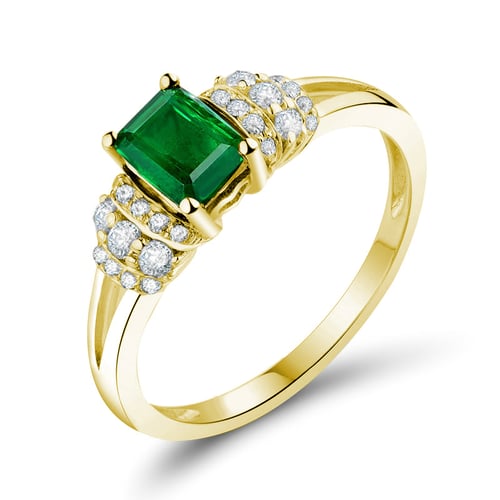 Goldring mit Smaragd und Diamanten Mellan