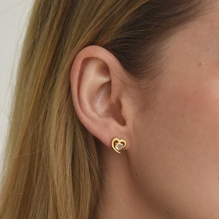 Silberne Ohrringe in Herzform mit Opalen Clelia 73002