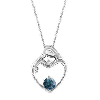 Anhänger Mutter und Kind mit blauem und weißem Diamant Ella