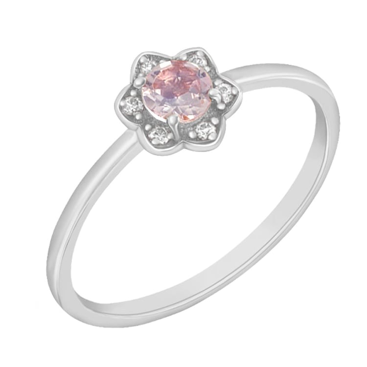 Goldener Verlobungsring mit Morganit und Moissaniten Mia 73679