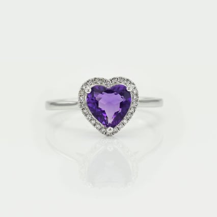 Goldring mit Amethyst in Herzform und Diamanten Connelly