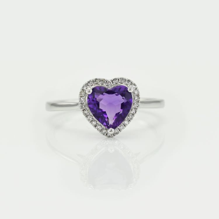 Goldring mit Amethyst in Herzform und Diamanten Connelly 15319