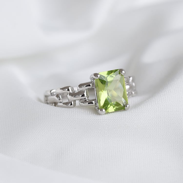 Einzigartiger Silberring mit Olivin Caylea 84705