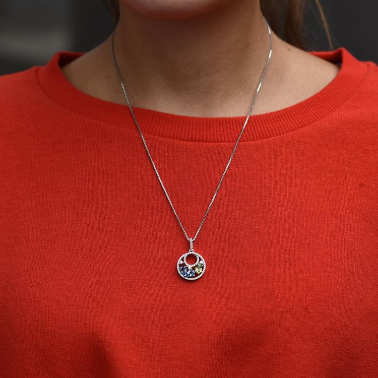 Silberne Halskette mit Topas und Olivin Dusteenah 14361